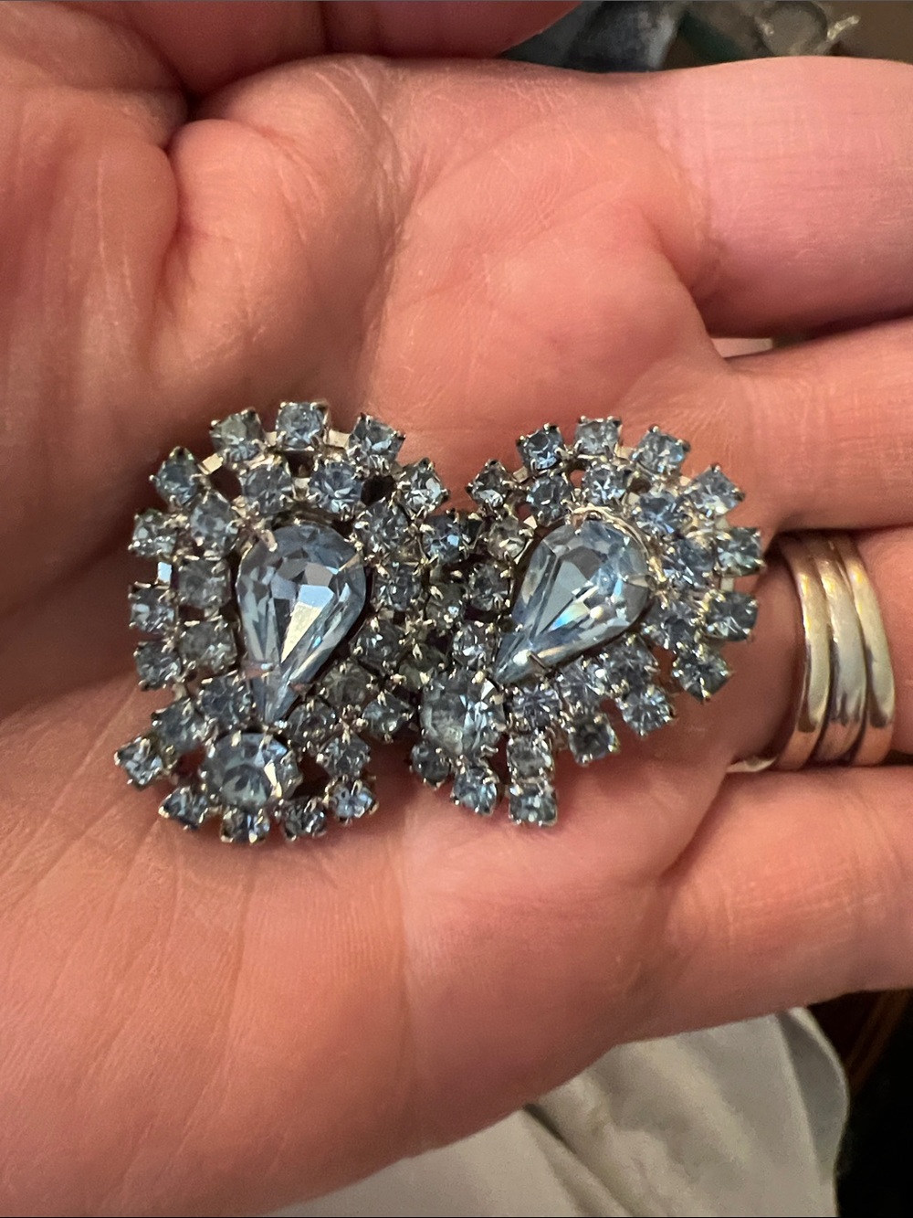 60s Weiss clip on crystal blue earrings